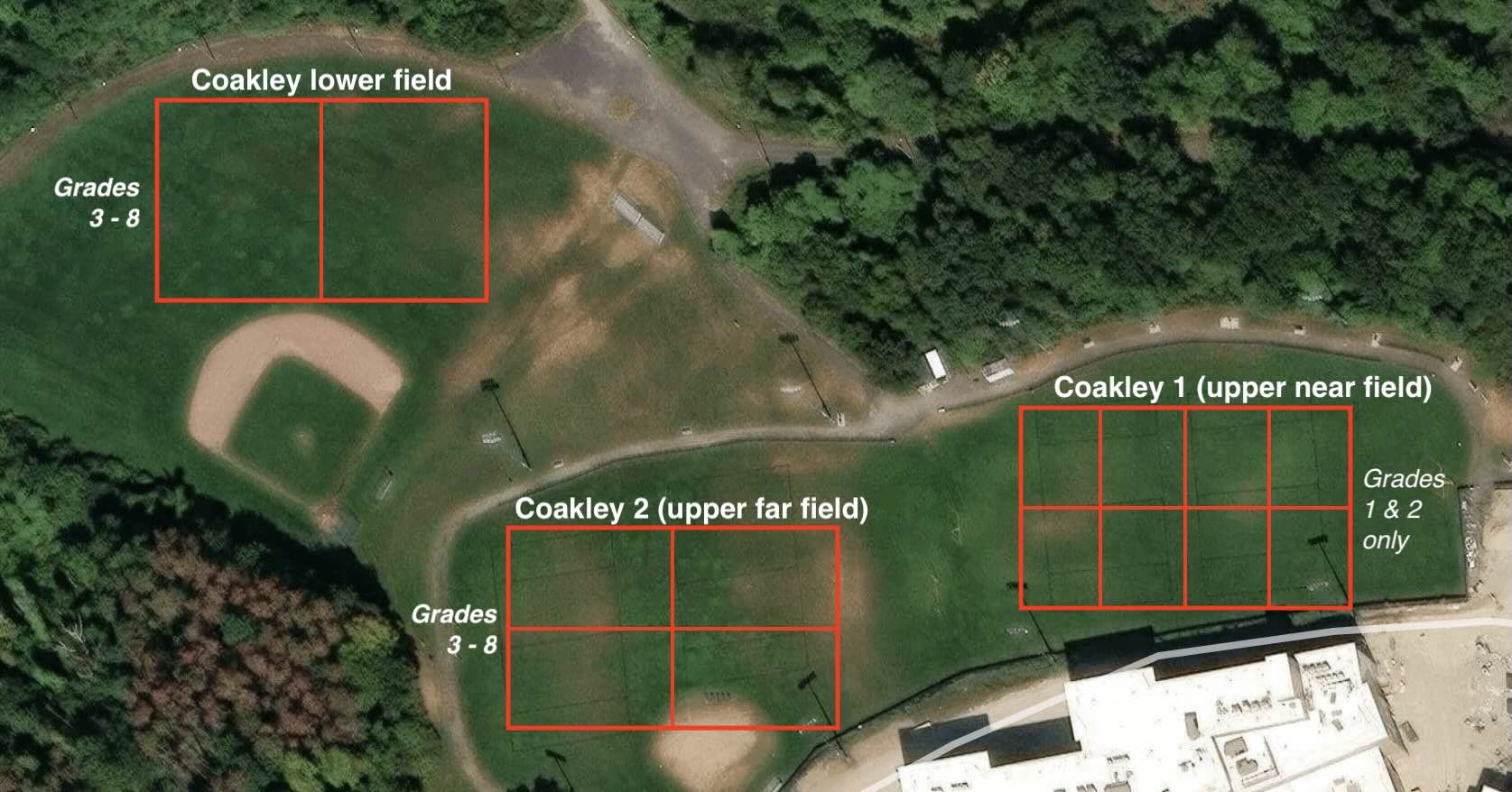 Coakley field layouts for grades 1 to 8 - NYS Spring 2026